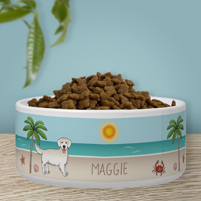 Cream Golden Retriever At A Tropical Summer Beach (Creator Uploaded)