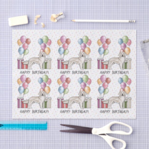 Cream Golden Retriever Colourful Happy Birthday Tissue Paper