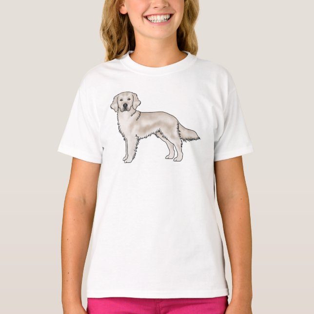 Cream Golden Retriever Cute Cartoon Canine Dog Art T-Shirt (Front)