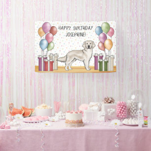 Cream Golden Retriever Cute Dog Colourful Birthday Banner