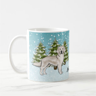 Cream Golden Retriever Dog Christmas Custom Name Coffee Mug