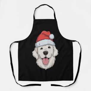 Cream Golden Retriever Lover Christmas Santa Hat Apron
