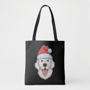 Cream Golden Retriever Lover Christmas Santa Hat Tote Bag