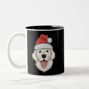 Cream Golden Retriever Lover Christmas Santa Hat  Two-Tone Coffee Mug