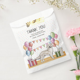 Cream Golden Retriever Pastel Birthday Thank You Favour Bags