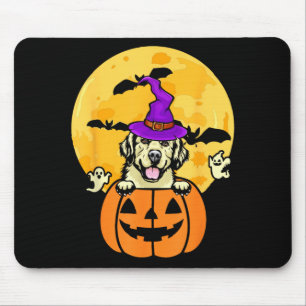 Cream Golden Retriever Witch Dog Lover Halloween Mouse Mat