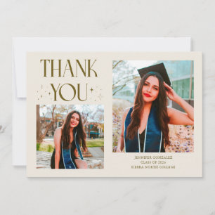 Cream Graduate Thank You 2-Photo  Announcement