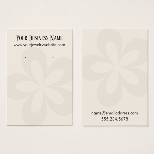 Cream Graphic Flower 1 Earring Holder Display (Front & Back)