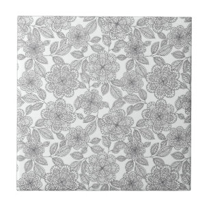 CREAM-GRAY-FLORAL TILE