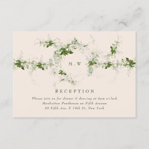 Cream Green Eucalyptus Monogram Wedding Reception Enclosure Card