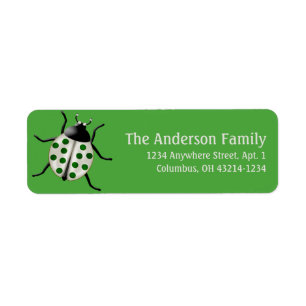 Cream & Green Ladybug Cute Address Labels