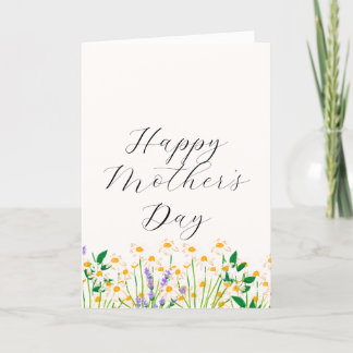 Cream Green Simple Lavender Floral Mother's Day Holiday Card