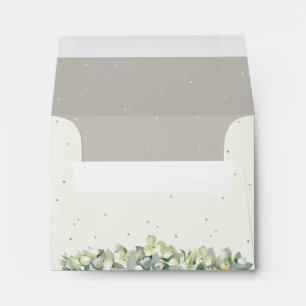 Cream/Greige Inner Snowberry+Eucalyptus Wedding A2 Envelope