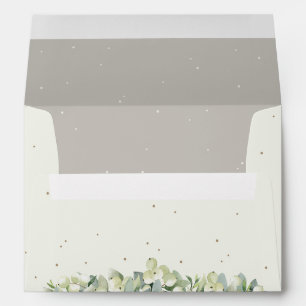 Cream/Greige Inner Snowberry+Eucalyptus Wedding A7 Envelope