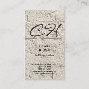 Cream Grey Monogram Wall Brick Business Card