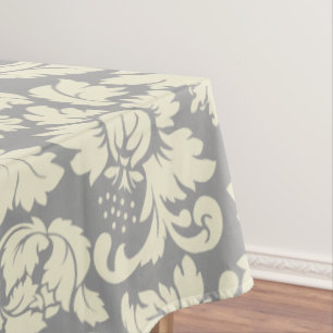 Cream & Grey Vintage Floral Damasks Tablecloth