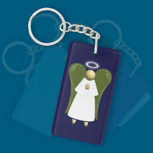 Cream Guardian Angel (double-sided) Keychain