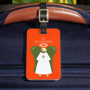 Cream Guardian Angel (double-sided)  Luggage Tag