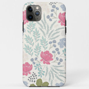 Cream Hand Illustrated Floral and Foliage Pattern iPhone 11 Pro Max Case