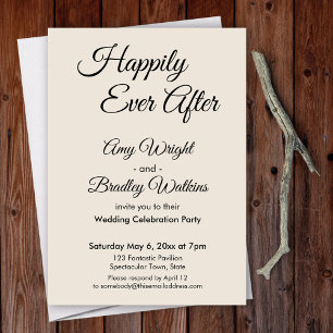 Cream Happily Ever After Simple, Elegant Reception Invitation