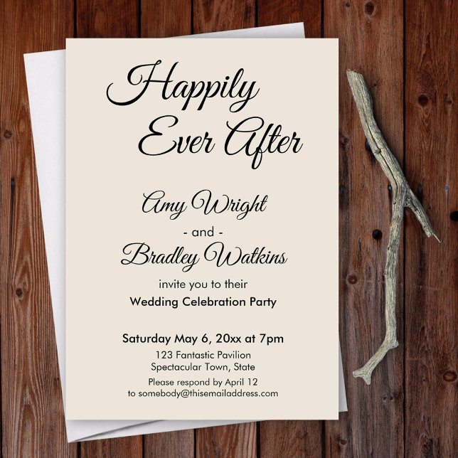 Cream Happily Ever After Simple, Elegant Reception Invitation (Creator Uploaded)