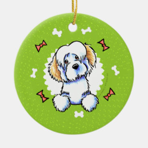 Cream Havanese Dog Bones Christmas Wreath Ceramic Tree Decoration