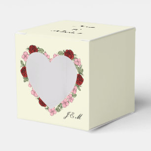 Cream Heart Floral Wreath Wedding Ballotines Favour Box