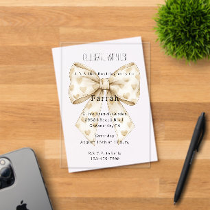 Cream Hearts Bow Birthday   Acrylic Invitations