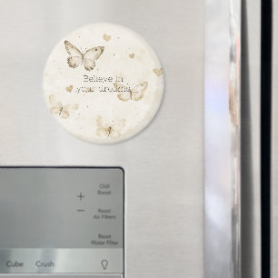 Cream Hearts Butterflies Christmas Magnet