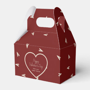 Cream Hearts on Burgundy - Minimal Valentine Favour Box