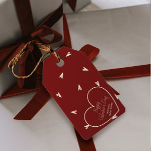 Cream Hearts on Burgundy - Minimal Valentine  Gift Tags