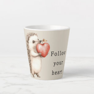 Cream Hedgehog Apple Heart Latte Mug