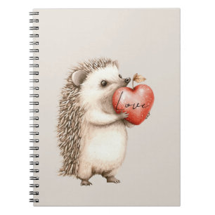 Cream Hedgehog Heart Love Notebook