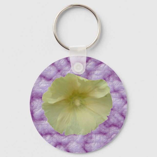 Cream Hollyhock Keychain (Front)