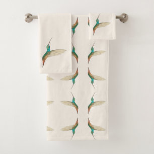 Cream Hummingbird Bath Towel Set