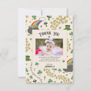 Cream Irish Rainbow Clovers & Hearts Birthday Thank You Card