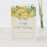 Cream Irish Roses 80th Birthday Foil Greeting Card<br><div class="desc">Loden green foliage and Irish Cream Roses garland a special Birthday Party. Colours are creamy coconut and cream white with tarragon green, accented with ochre. Elegant and classy. Customise the name and birthday of the one you wish to celebrate. Is she celebrating the 50th or 80th? This will mark an...</div>