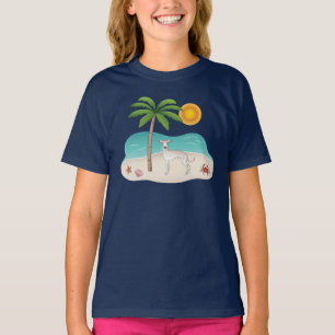 Cream Italian Greyhound At Tropical Summer Beach T-Shirt