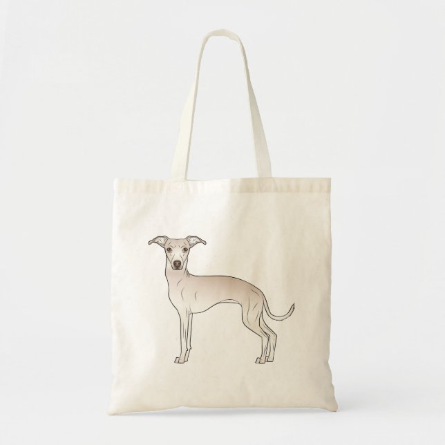 Cream Italian Greyhound Cartoon Dog Illustration Tote Bag (Front)