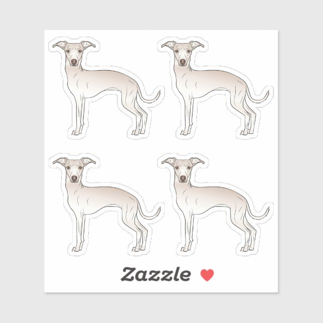 Cream Italian Greyhound Cartoon Dog Illustrations (Sheet)