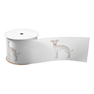 Cream Italian Greyhound Cartoon Dog Illustrations Satin Ribbon
