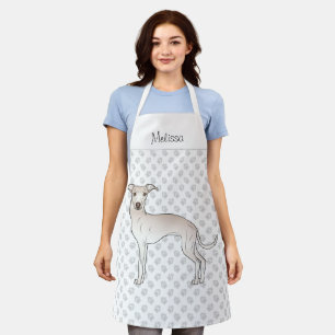 Cream Italian Greyhound Cartoon Dog With A Name Apron