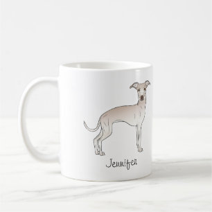 Cream Italian Greyhound Cute Cartoon Dog With Name Coffee Mug