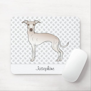 Cream Italian Greyhound Cute Dog With Custom Name Mouse Mat