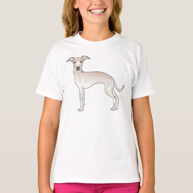 Cream Italian Greyhound Dog Cute Cartoon Dog T-Shirt (Front)