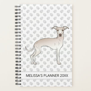 Cream Italian Greyhound Dog With Custom Text Planner