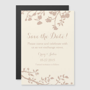 Cream Ivory Beige Flower Save The Date Magnet