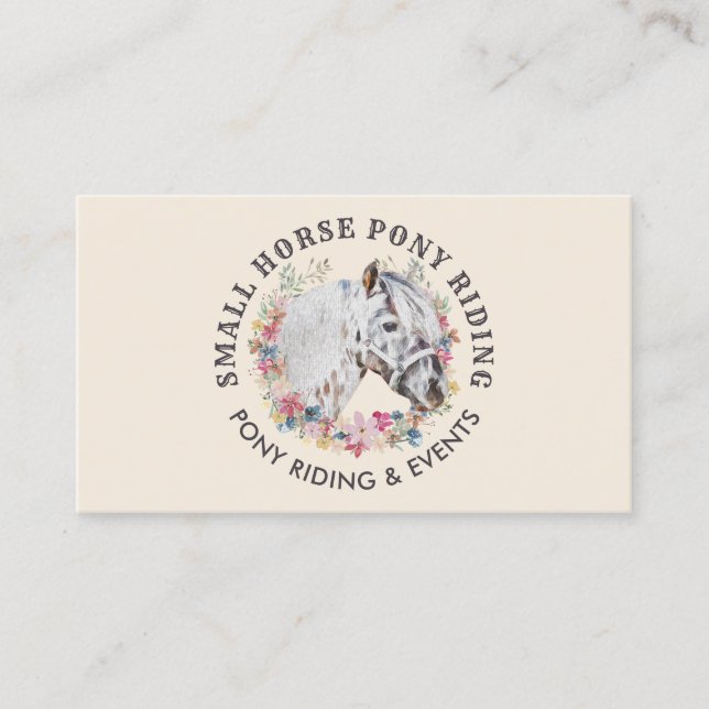 Cream Ivory Beige Pony Equestrian Trainer Horse Business Card (Front)