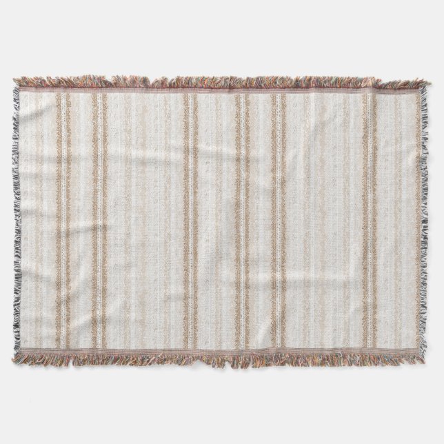 Cream Ivory Faux Lace  Throw Blanket (Front)