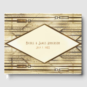 Cream Ivory Gold 20's Art Deco Gatsby Glam Wedding Guest Book
